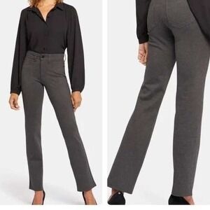 NYDJ Marlyn Sculpt-Her Charcoal Gray Straight Leg Pants Lift Tuck Technology 10